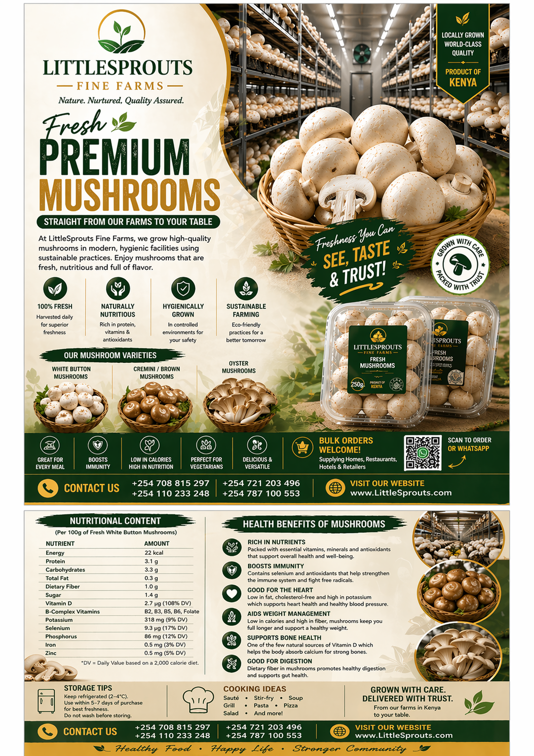 White button mushrooms product sticker